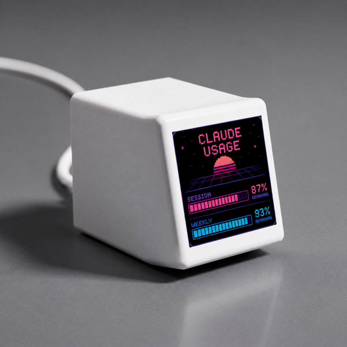 VibeTV with the Synthwave theme in a neutral studio setting