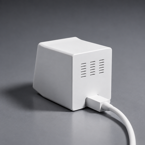 VibeTV rear view showing ventilation slots and the USB-C connection