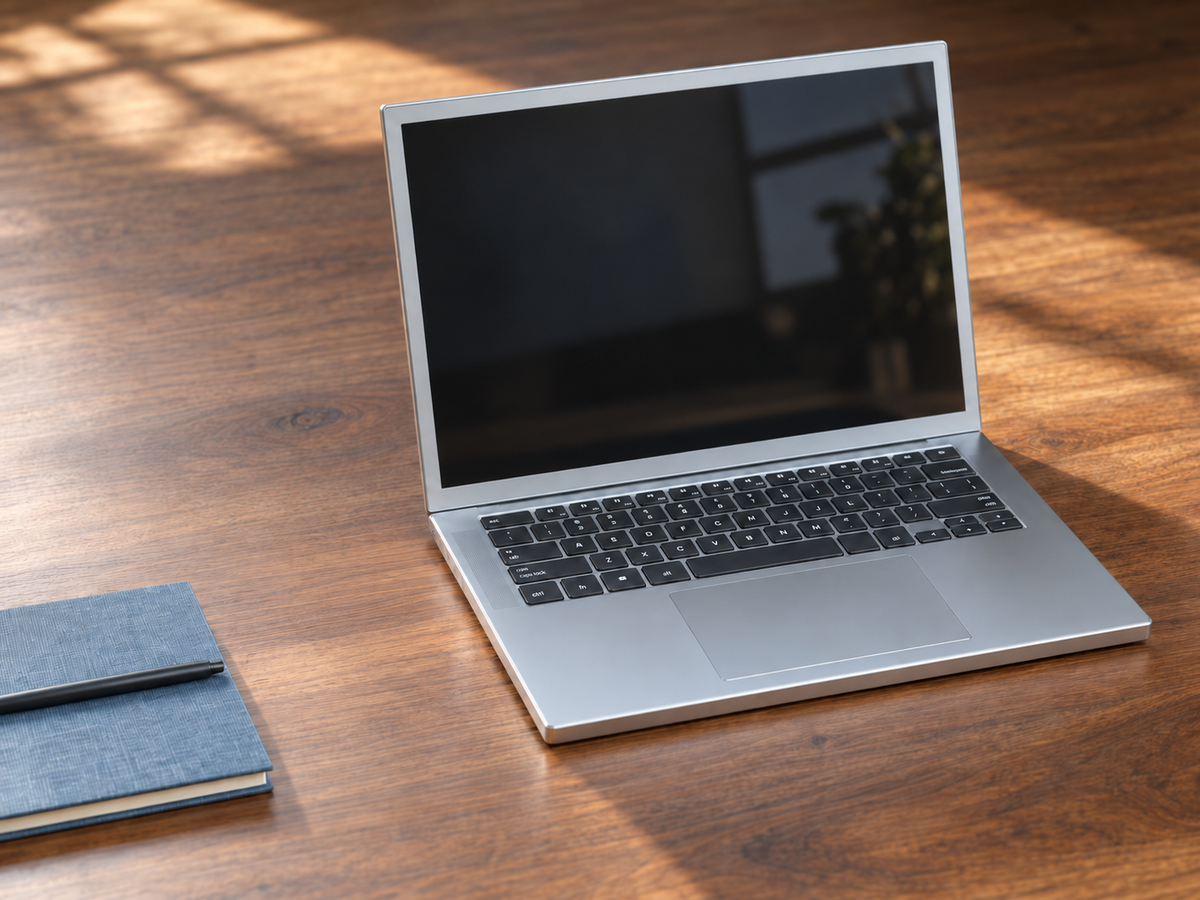 The same daylight laptop desk without VibeTV